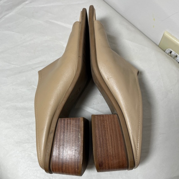 Westies Vintage Tan Square Toe Leather Chunky Heeled Mules size 7.5 - Picture 6 of 12